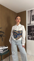 CORSETTO JACQUARD BLU