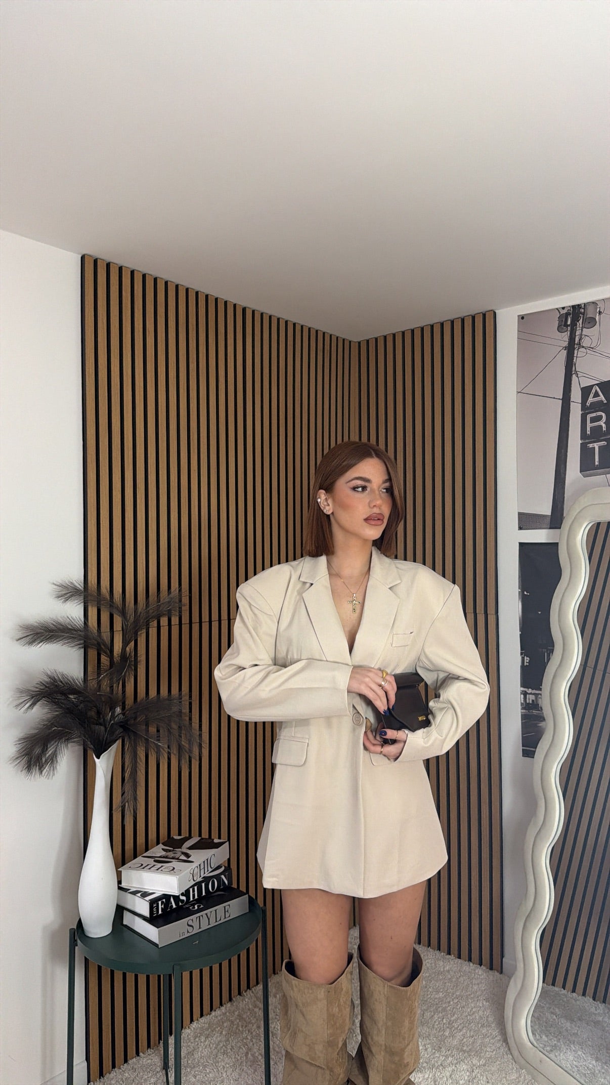 BLAZER OVER CON SPALLINE PANNA