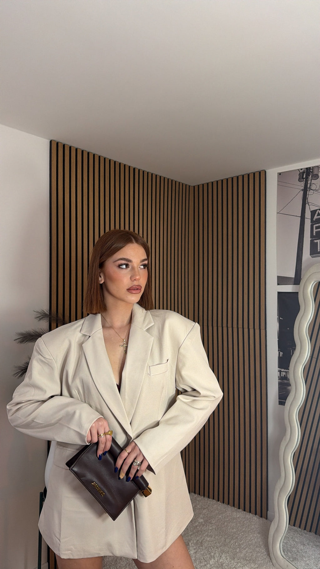 BLAZER OVER CON SPALLINE PANNA