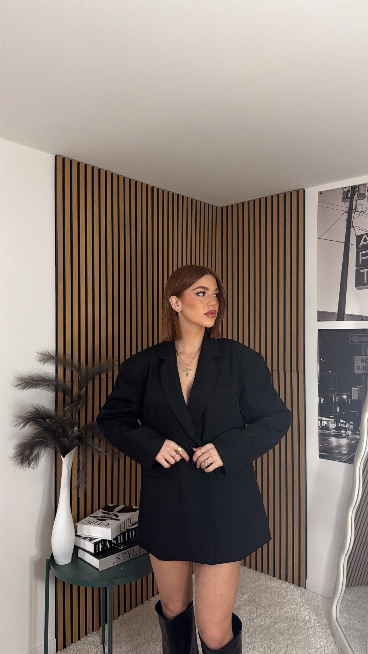 BLAZER OVER CON SPALLINE NERO